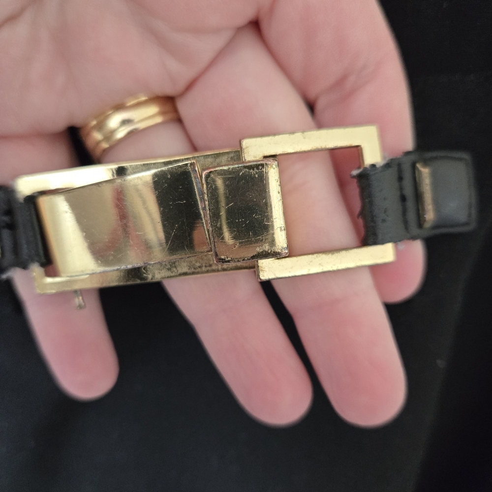 Calvin Klein Black Knee Length Dress with Gold Buckle Detail 14W - Picture 3 of 10